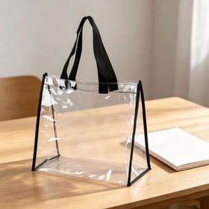 Reusable Holographic <b>Plastic</b> Clear Bag Logo Beach Ladies Hand Shopping Custom Transparent Pvc <b>Tote</b> Bags - Product Image 4