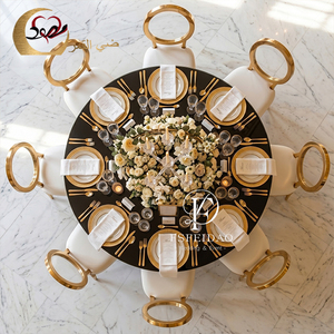 Modern Stainless Steel Round <b>Dining</b> <b>Table</b> Set for Wedding Hotel & Restaurant Use - Product Image 3