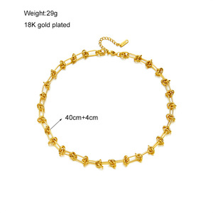 Collar de Acero de Titanio Estilo <span class=keywords><strong>Hip</strong></span> <span class=keywords><strong>Hop</strong></span> Urbano, con Nudo Simple, Cadena de Espinas Punk Exagerada, Perla Única y Numerada - Product Image 4