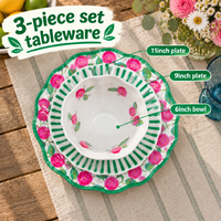 Service de table floral frais de style américain pour la décoration de mariages, les organisateurs d'événements, collection de présentation de vaisselle personnalisée OEM ODM