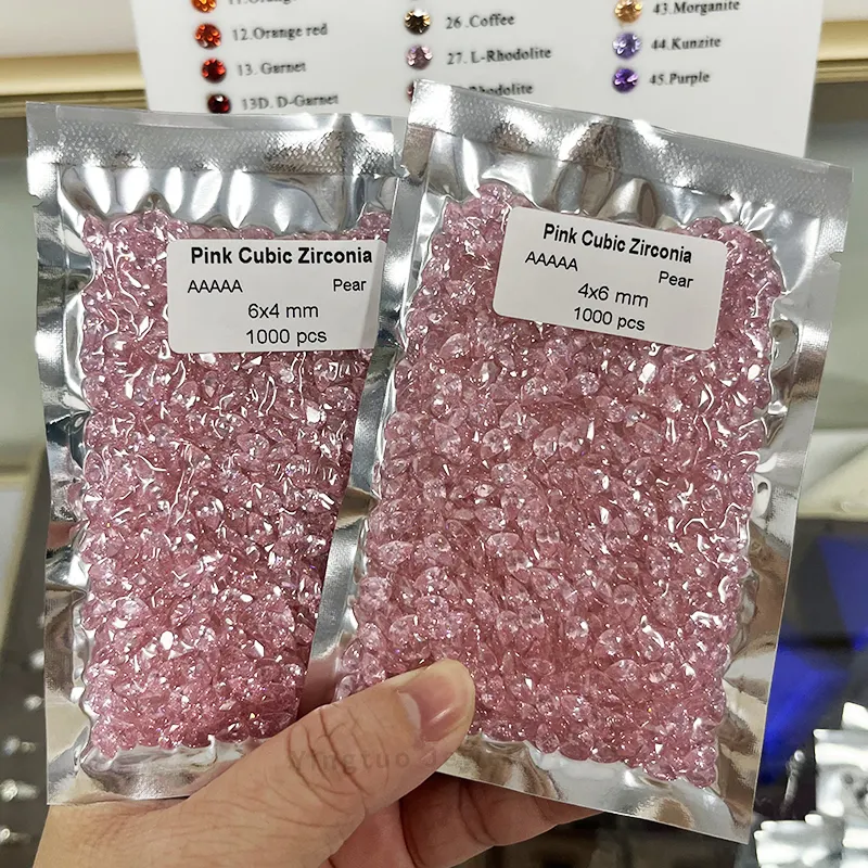 Yingtu preço barato aaa zircônia cúbica, pedras de diamante rosa 4x6mm cz pedra zircônia cúbica 6a gems