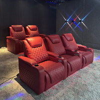Luxus Diamant stich 3-Sitzer Heimkino Möbel Leder Liege Villa Media Room Functional Movie Studio Kino Sofa Set