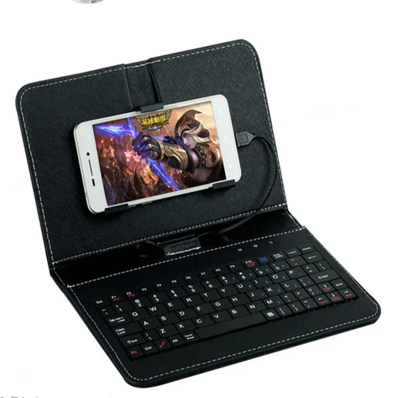 Wired Keyboard Flip Holster Case Cover 4.8-6.0 inch Android OTG universal protection mobile phone leather keyboard