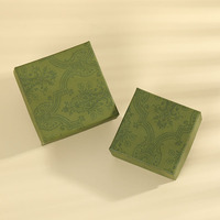 Boîte à bijoux de style vintage à motif européen, carrée/rectangulaire, avec couvercle et plateau, design classique en émail vert, pour bagues/boucles d'oreilles/colliers