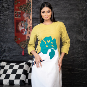 Vestido de Algodón con Apliques Florales, Estilo Chic y Elegante, Colorblock, Venta al Por Mayor, Casual - Product Image 5