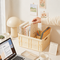 Panier de rangement pliable en PP pour l'organisation des câbles et chargeurs dans la chambre de dortoir, organisateur personnalisé en plastique pour livres et fournitures de bureau