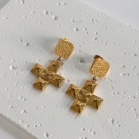 Dazan Automne Hiver HOT Boucles d'oreilles uniques en forme de croix égyptienne vintage de haute qualité en acier inoxydable plaqué or 18 carats hypoallergénique pour femmes