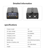 Chargeur rapide double canal EV PEAK U4 XT90 1600W 20A 6S 8S 12S LiPo LiHV intelligent pour batterie de drone UAV