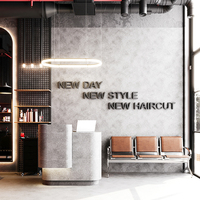 Station de travail pour salon de coiffure, mobilier de salon de beauté, design d'intérieur personnalisé pour salon de coiffure, personnalisation complète de la pièce, décoration de magasin