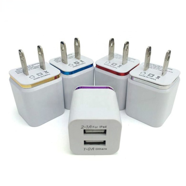Dual USB 5V 2.1A+1A Fast Charging Wall Adapter Travel-friendly Electric Mobile Phone Charger for iPhone for Samsung Smartphone