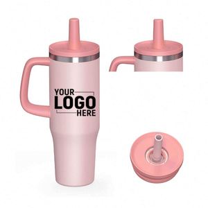 Custom Logo 40oz Stainless Steel Insulated Travel Cup with Straw & Handle Large Capacity <b>Portable</b> <b>Vacuum</b> Flask - Product Image 1