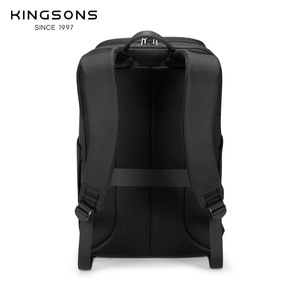 Kingsons Laptop <b>Backpack</b> 20-35L Computer Interlayer Durable Unisex <b>Black</b> And Green Solid Color Leisure Travel Shoulder Straps - Product Image 3