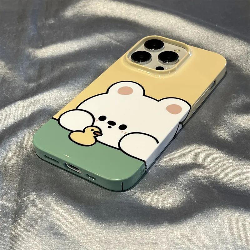Color matching cute Pacha dog bear cellphone case for Apple 14 mobile phone case for iphone13promax hard shell anti-fall