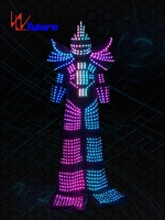 Costume de robot sur échasses lumineuses à LED, contrôlé par DMX512, costume de robot LED disco