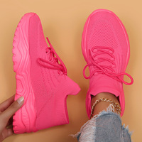 Chaussures de Course Baskets Tendance Légères Respirantes Maille Tricotée à Lacets Plateforme Chaussures de Marche Femme Chaussures de Sport Décontractées