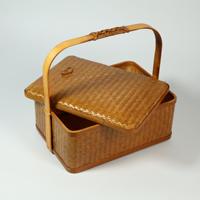 Panier suspendu en bambou laqué fait main, écologique, double couche, style chinois vintage, pour rangement et cadeaux, vente en gros usine
