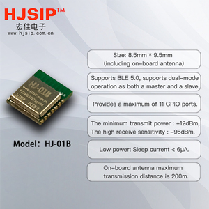 HJSIP HJ-01B untuk <span class=keywords><strong>Bluetooth</strong></span> <span class=keywords><strong>5.0</strong></span> modul BLE5.1 UART Port transparan transmisi IoT DA14531 Chipset Built-in antena 8.5x9.5mm - Product Image 4