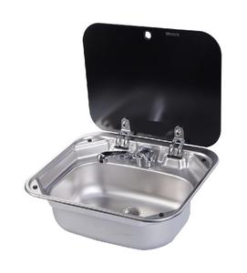 Profilé en aluminium 304 en acier inoxydable Bol unique en verre trempé au-dessus du camping-car Camping-car Portable Caravan RV Kitchen Sink - Product Image 1