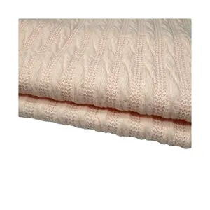 High Quality Soft Flesh-coloured Twist Strip Jacquard Polyester Ammonia Knitted Jacquard Fabric For Fashion