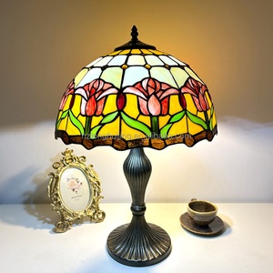 LongHuiJing for Style 16inch Multicolored Stained Glass Dome Flexible Table Lamp for Office Home Bedroom Decoration - Product Image 5