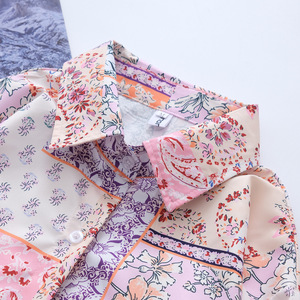 2024 grosir blus kancing musim semi musim gugur wanita Vintage dicetak lengan panjang - Product Image 3