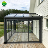 Pan-Steel modern prefabrikasi modular kaca antigores sunroom taman musim dingin ruang matahari hijau villa dapat diperpanjang
