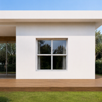 Ventana Abatible de Aluminio Blanca con Diseño de 4 Paneles, Marco Delgado con Hoja Dividida, Ventana Contemporánea para Casa, Villa, Patio o Residencia