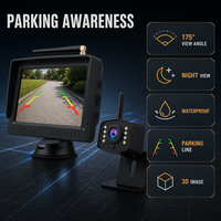 Moniteur de recul pour voiture 4,3 pouces avec écran partagé, kit écran de recul ADAS, vision nocturne, étanche, détection de plaque d'immatriculation sans fil