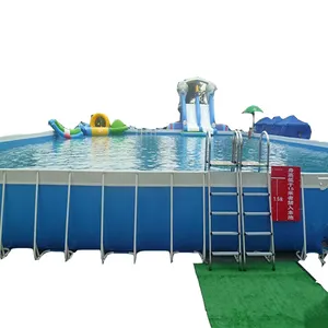 Fashion design pvc adult children indoor outdoor large slide inflatable metal frame mobile swimming pool for sale