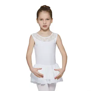 Wholesale Custom Cotton Dancewear Girls White Ballet Dance Leotard Dress for Kids