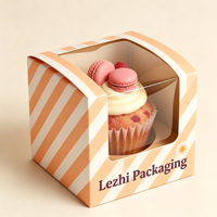 Caja de Embalaje Personalizada para Pasteles y Postres, Caja de Embalaje para Cupcakes para Llevar con Ventana Transparente, Caja de Papel para Pasteles de Grado Alimenticio
