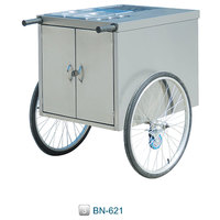 CosBao Chariot à hot-dogs à 3 roues en acier inoxydable, alimenté au gaz, finition résistante à la rouille, friteuse intégrée, garantie 1 an pour la restauration rapide