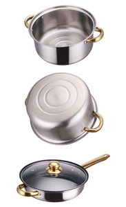Batterie de cuisine antiadhésive en acier inoxydable de 12 pièces au design classique allemand Casseroles et poêles à frire Revêtement en céramique - Product Image 3