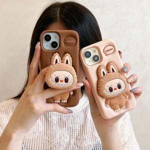 เคสซิลิโคนนิ่มสำหรับ iPhone 16 15 14 13 12 11 Pro 7 8 PLUS x XS MAX XR Kawaii labubu พร้อมเคสที่จับ - Product Image 1