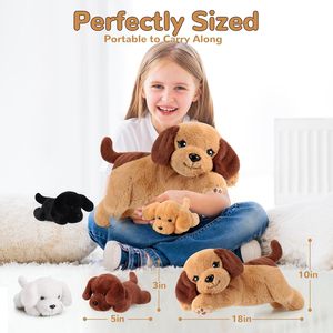 Set <span class=keywords><strong>di</strong></span> 5 Peluche Personalizzati per Cani: 1 Cagnella Madre + 4 <span class=keywords><strong>Cuccioli</strong></span>, Giocattoli Morbidi Imbottiti, Regali per Bambini - Product Image 3