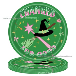Juego de Bandejas Desechables de Papel para Fiesta de <span class=keywords><strong>Brujas</strong></span> Mágicas Rosa y Verde, Servilletas de Papel, Vasos de 7/9 Pulgadas de Diámetro, Cumpleaños Infantiles, Dibujos Animados - Product Image 3