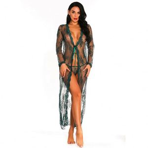 Robe <span class=keywords><strong>de</strong></span> lingerie sexy transparente en dentelle noire à manches longues pour <span class=keywords><strong>femmes</strong></span>, vêtements <span class=keywords><strong>de</strong></span> nuit pour <span class=keywords><strong>femmes</strong></span> - Product Image 6
