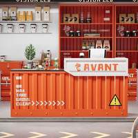 Comptoir de réception commercial en bois de style industriel, oblong, pour café, bureau, caisse enregistreuse, bar