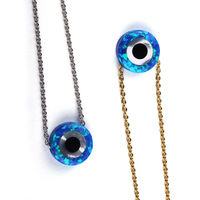 Quantité minimale de commande 1 pièce 10mm synthétique rond bleu mauvais œil pierre d'opale, feu supérieur avec trou pierres précieuses d'opale en vrac pour collier
