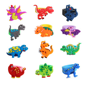 Anillos de Dinosaurios de Dibujos Animados, Juguetes de Goma Suave de PVC para Fiestas de Cumpleaños Infantiles, Juego y Decoración - Product Image 1