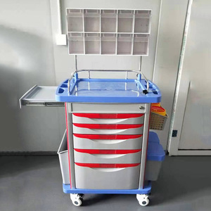 Chariot de service mobile pour blocs opératoires d'hôpital avec <span class=keywords><strong>tiroirs</strong></span> verrouillables en <span class=keywords><strong>plastique</strong></span> - Product Image 1