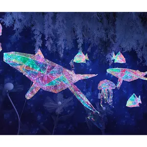 Yeni açık tatil sualtı dünyası su geçirmez yapay yunus balina şekilli Led ışıkları