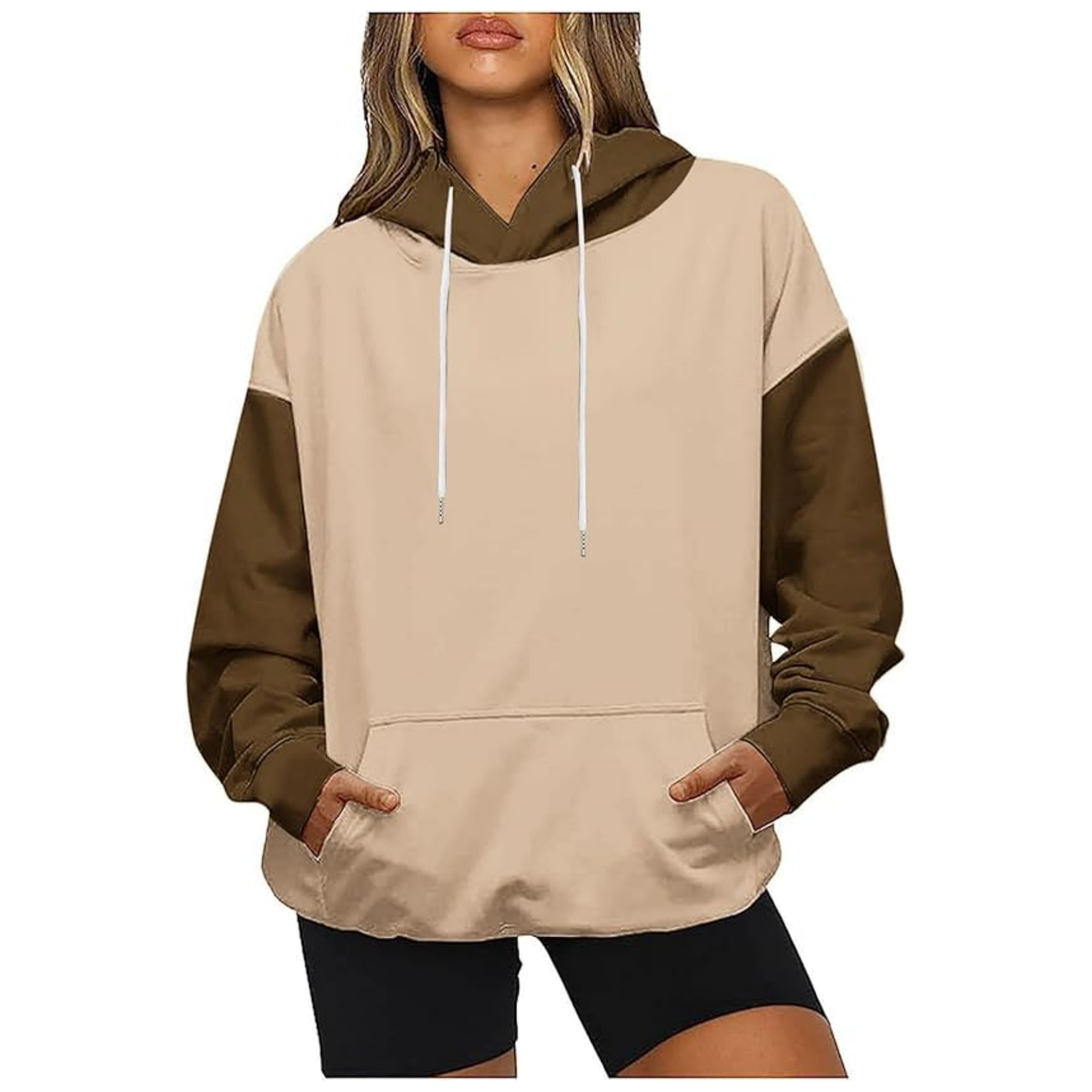 Fleece Pullover Baggy Hoodies Streetwear Patchwork Hoodie With Different  Colored Sleeves Thick Hoodie
