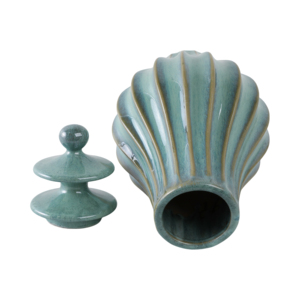 Vaso decorativo in ceramica scanalata con coperchio per l'arredamento del soggiorno, decorazione scultorea per la casa, centrotavola per la camera da letto. - Product Image 6