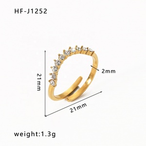 Fine Set zircon trắng Zircon mở nhẫn với ánh sáng sang trọng và độc đáo 18K vàng mạ kim cương nhẫn cho phụ nữ - Product Image 5