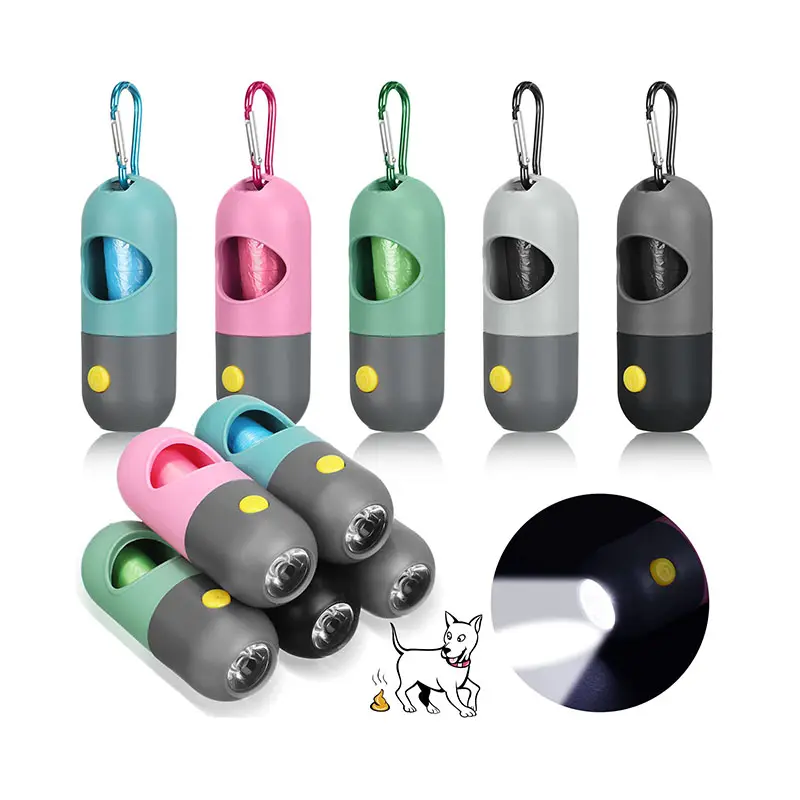 LovePaw Dispenser tas limbah kotoran anjing kustom dengan senter LED tempat tas limbah hewan peliharaan pemegang tas Dispenser kotoran anjing