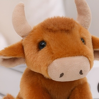 Peluche Vache Marron Douce et Mignonne, Animal en Peluche Assis, Poupée de Forêt Rembourrée en Polyester, Cadeau Idéal pour la Crèche