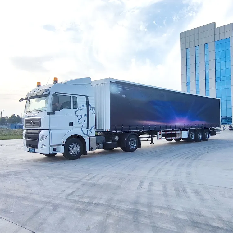 China Lieferung 3 Achsen Vorhang seitlich Speisen-Semi-Anhänger Kleinstwagen Box-Cargo-Anhänger Lkw zu verkaufen