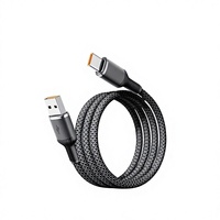 Câble de données tressé en nylon Type-C à charge rapide, compatible avec OPPO ; Câble de charge de téléphone portable 6A pour voiture