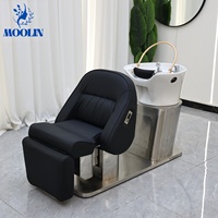 Matériel de salon de coiffure MOOLIN, lit de lavage de cheveux électrique avec tête relevable, chaise de lavage de cheveux intelligente rotative haut de gamme pour la coiffure